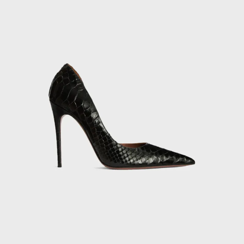 Paris Texas Vera 105 Mono Printed Python Pump Heel - Black sold by Kith