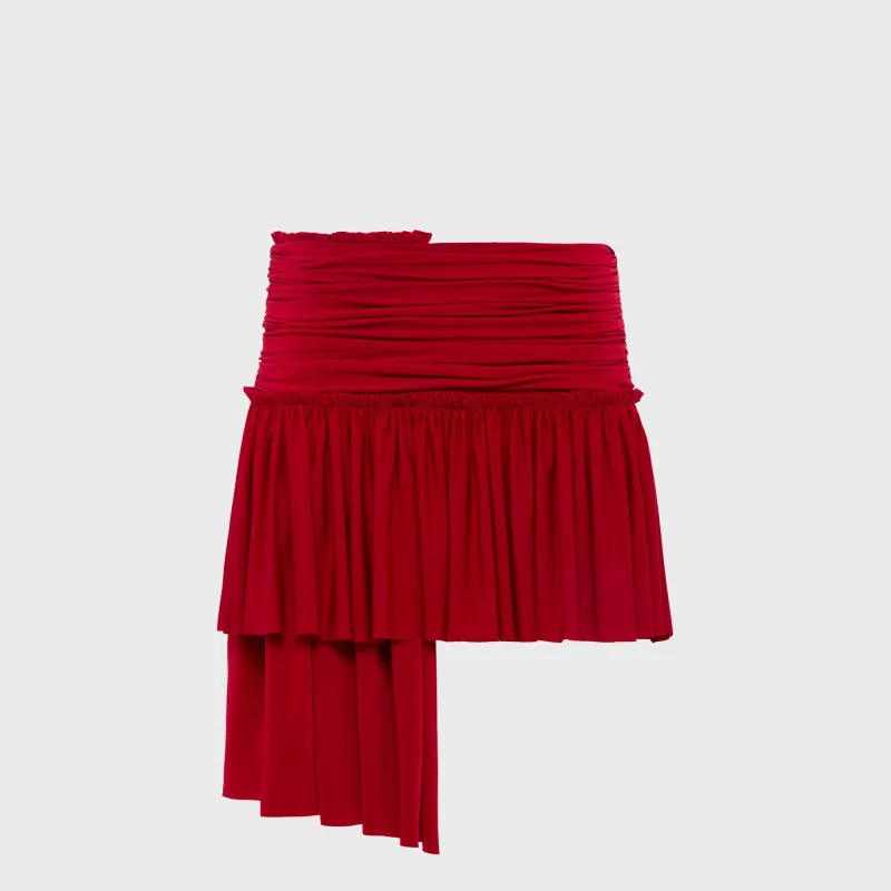 Siedres Gigi Asymmetric Jersey Mini Skirt - Red sold by Kith
