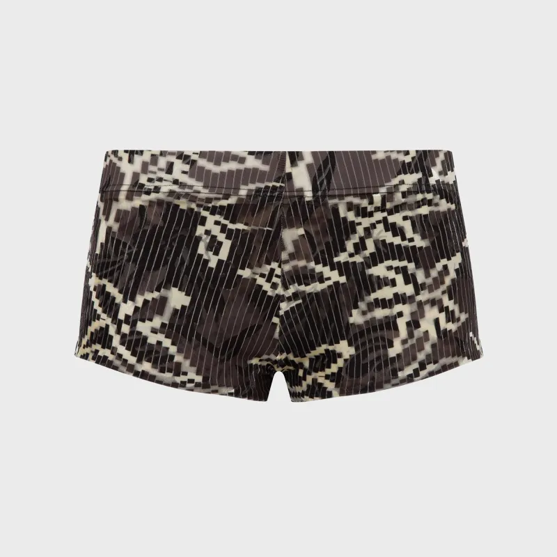 Siedres Afra Low Rise Printed Velvet Mini Short - Brown sold by Kith