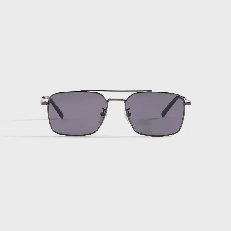 Gucci GG Rectangular Sunglasses - Ruthenium / Violet sold by Kith