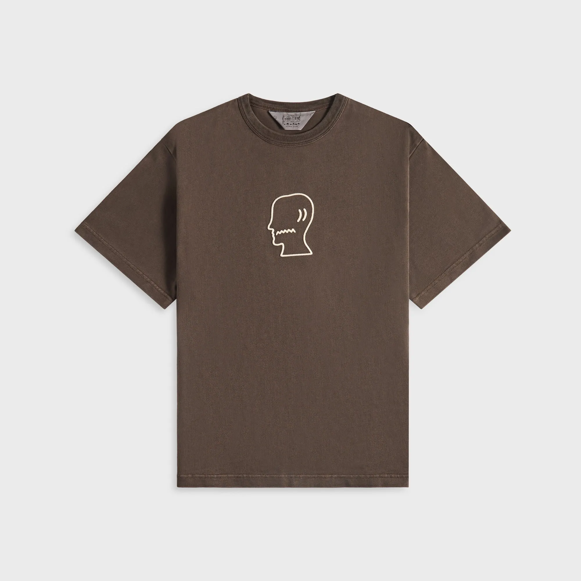 Brain Dead Heavyweight 3D Embroidery Logo Head Tee - Brown sold by Kith