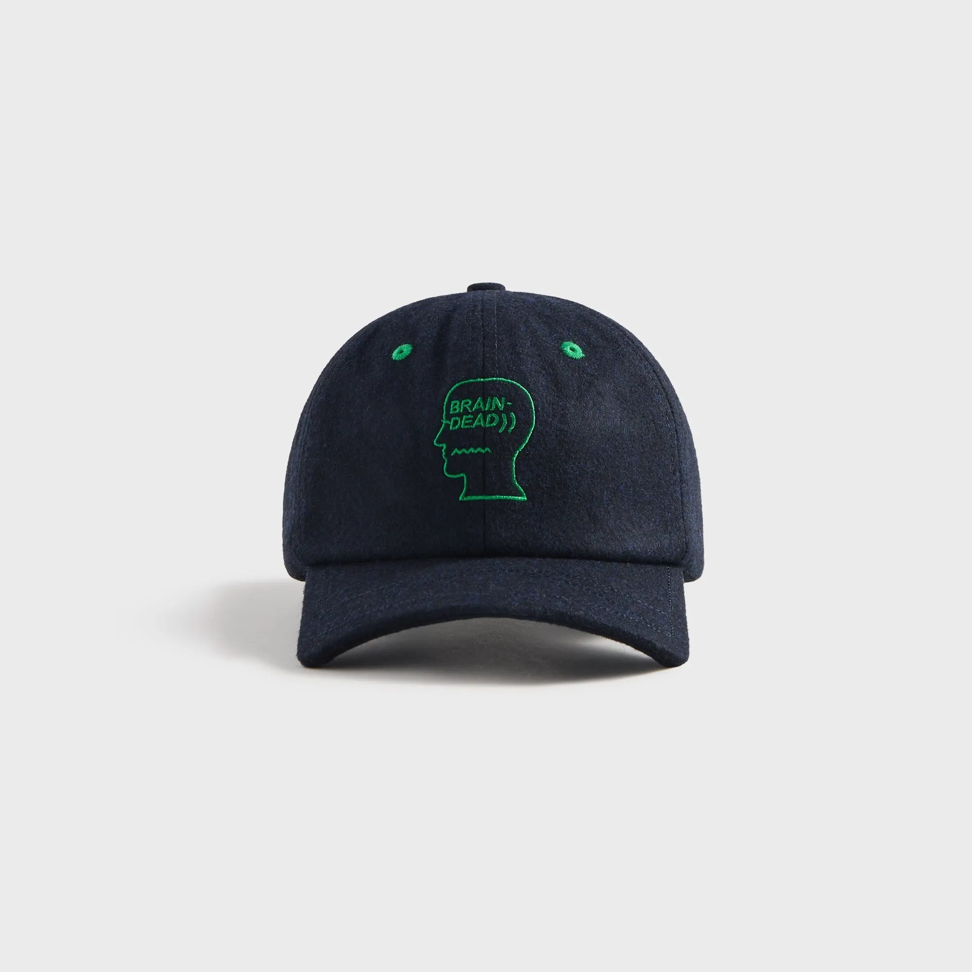Brain Dead Batwing Logohead Flannel Hat - Navy sold by Kith