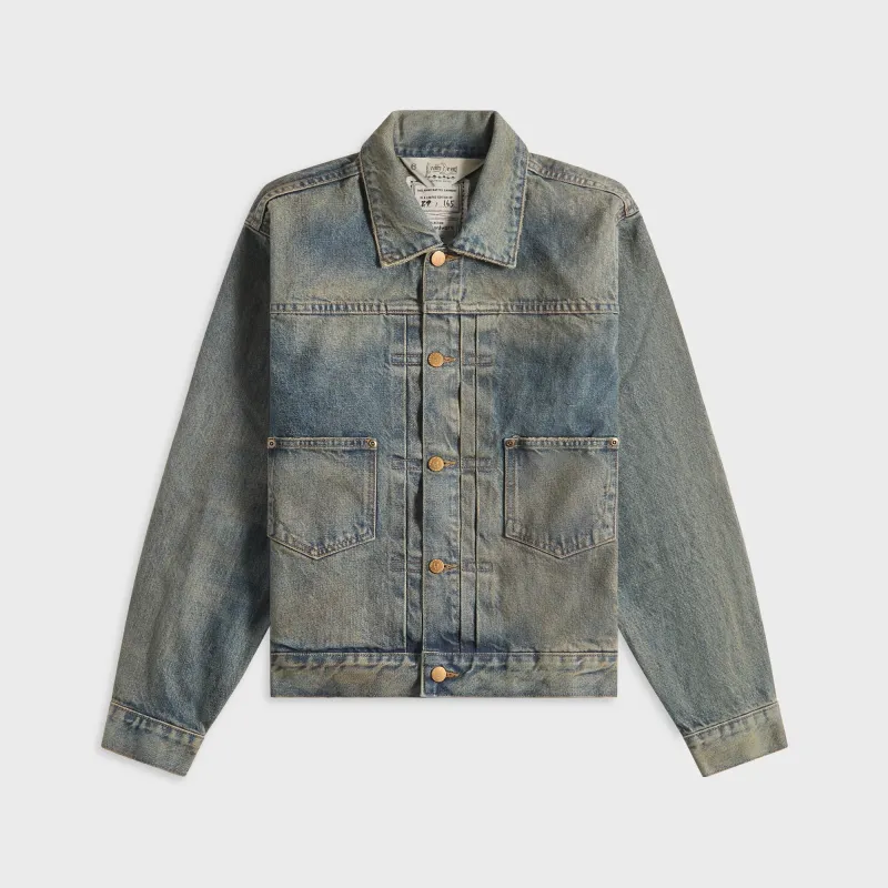Brain Dead 14.75 oz Denim Trucker Jacket - Washed Indigo sold by Kith