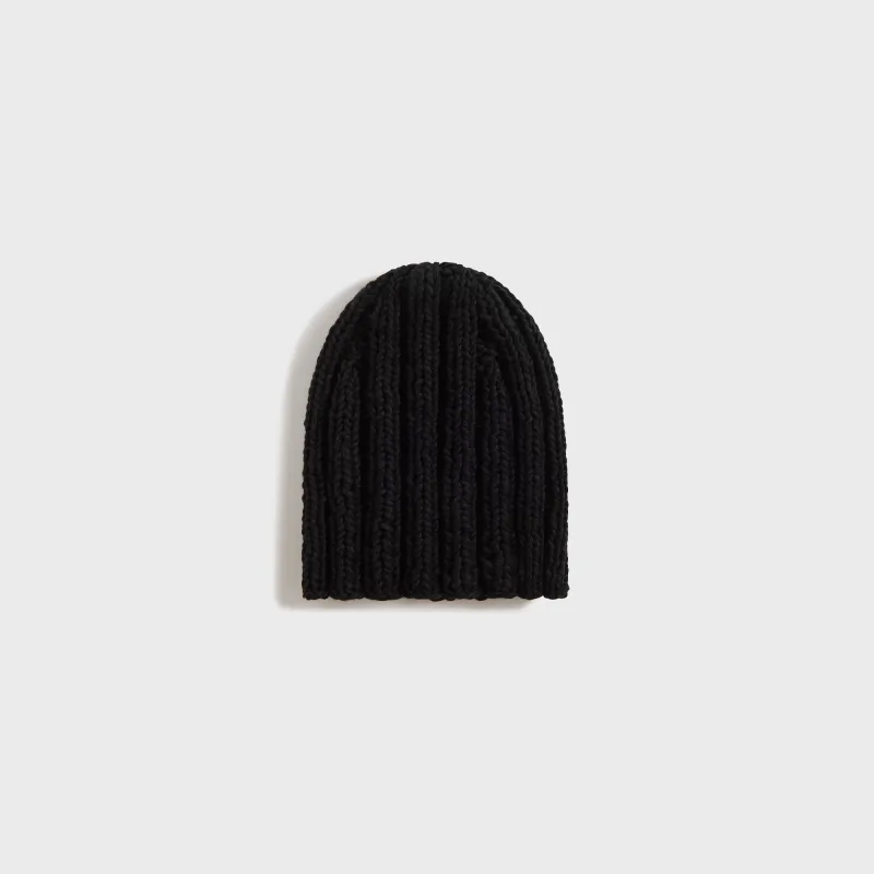 Auralee Wool Cashmere Felted Hand Knit Beanie - Black made by Auralee