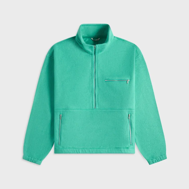Auralee Pure Silk Comfort Fleece Half Zip Pullover - Jade Green made by Auralee