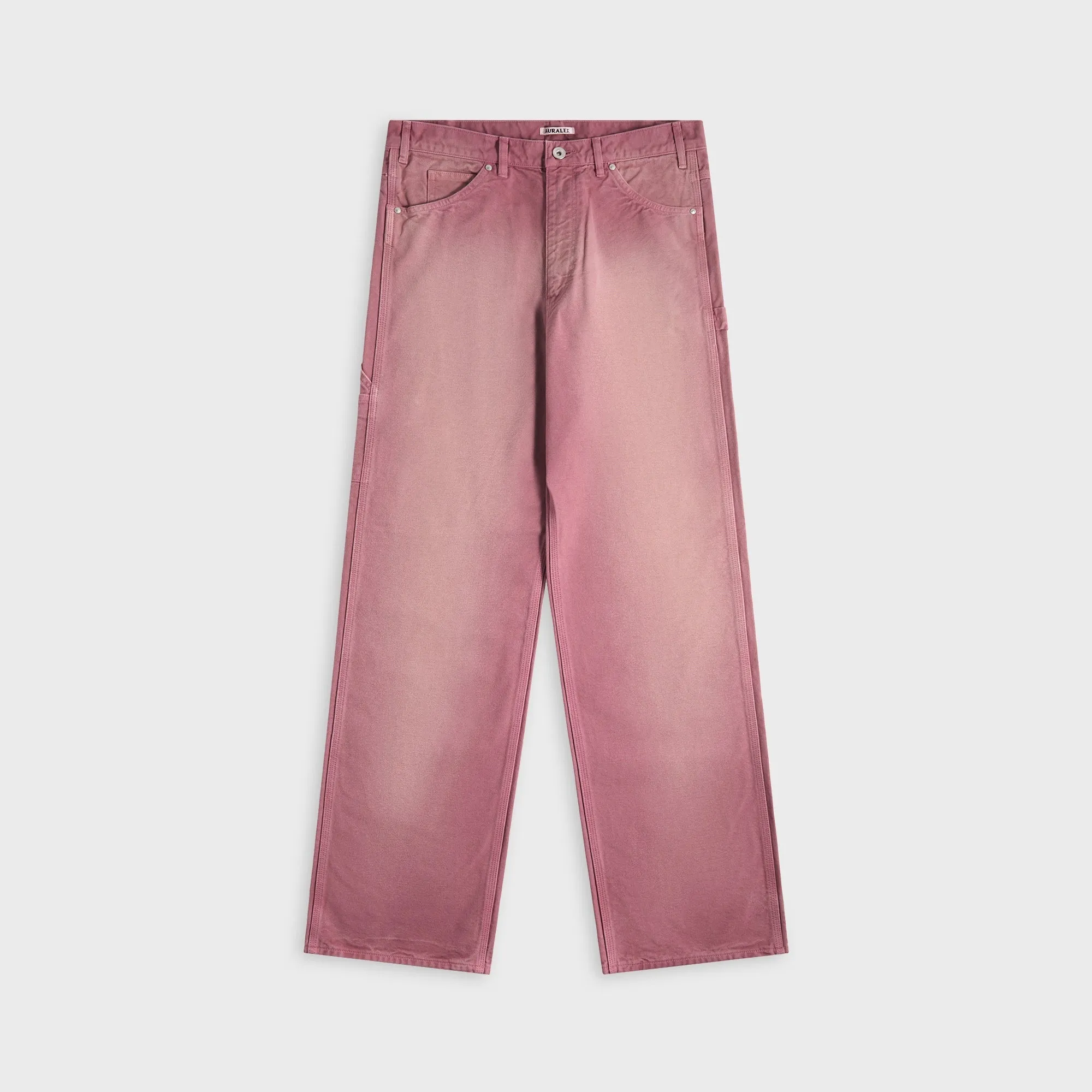 Auralee Product Dyed Organic Cotton Duck Painter Pants - Faded Burgundy sold by Kith