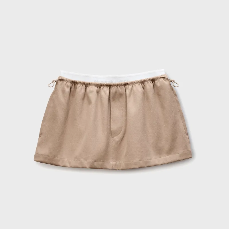 Alexander Wang Mid-Rise Mini Logo Elastic Skirt - Taupe sold by Kith