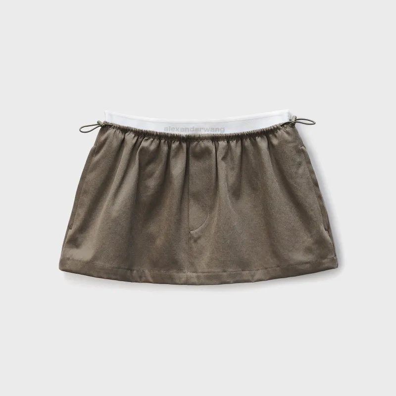 Alexander Wang Mid-Rise Mini Logo Elastic Skirt - Green sold by Kith