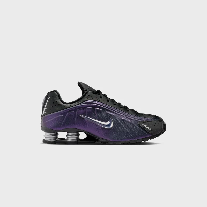 Nike Shox R4 - Black / Anthracite / Metallic Silver / Purple Dynasty sold by Kith