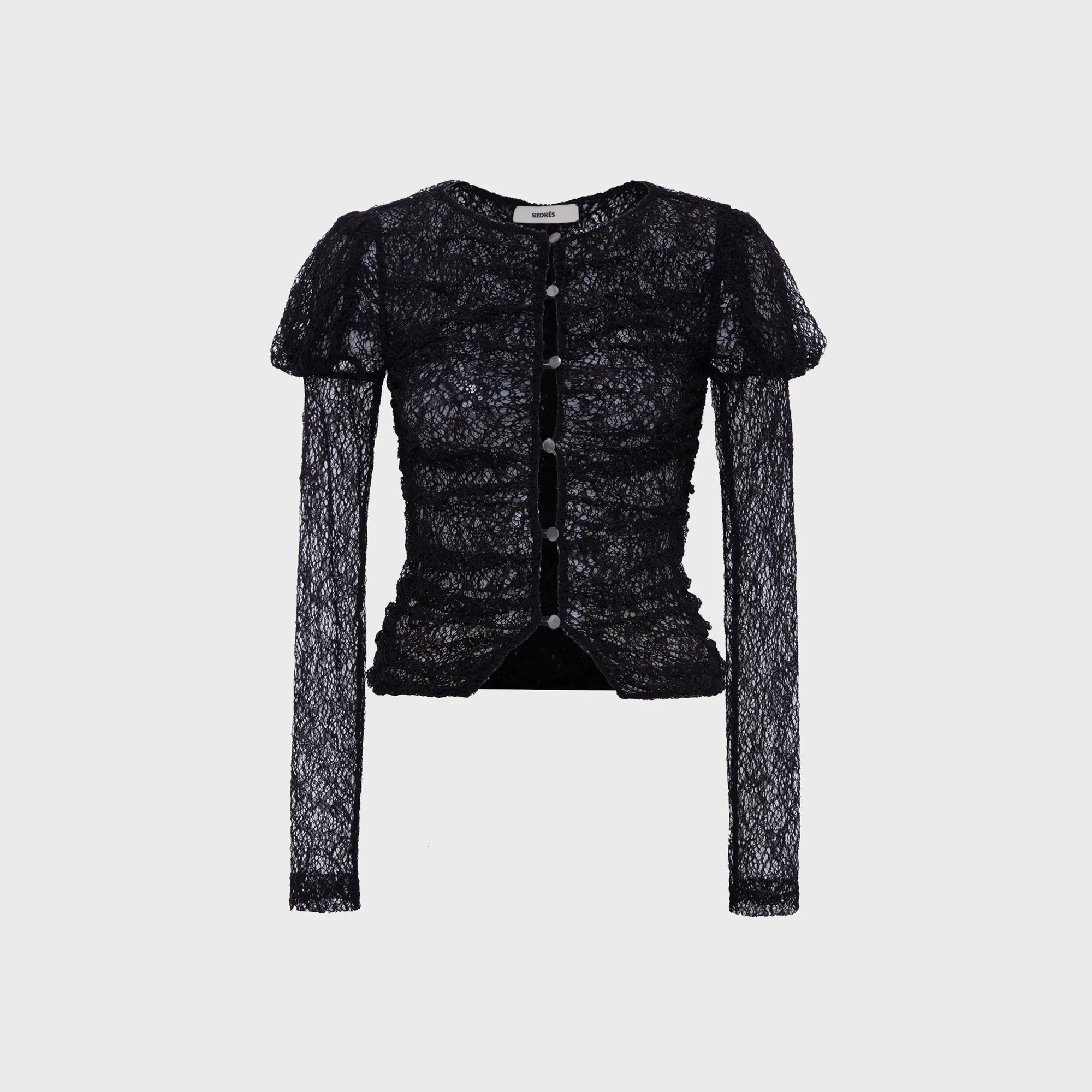 Siedres Uma Semi Sheer Lace Top - Black sold by Kith