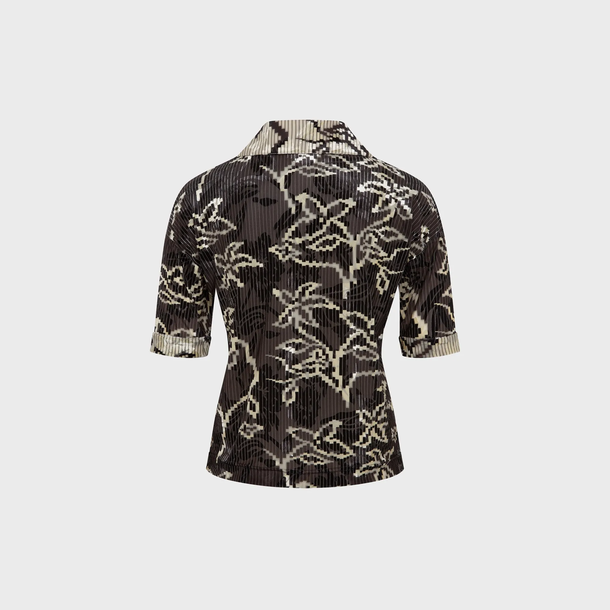 Siedres Lena Contrast Printed Velvet Short Sleeve Polo - Brown sold by Kith product image thumbnail 2