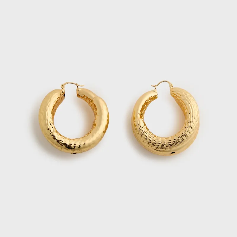 HONEY HALO Samira Multi-Textured Sculpted Hoop Earrings - Gold sold by Kith