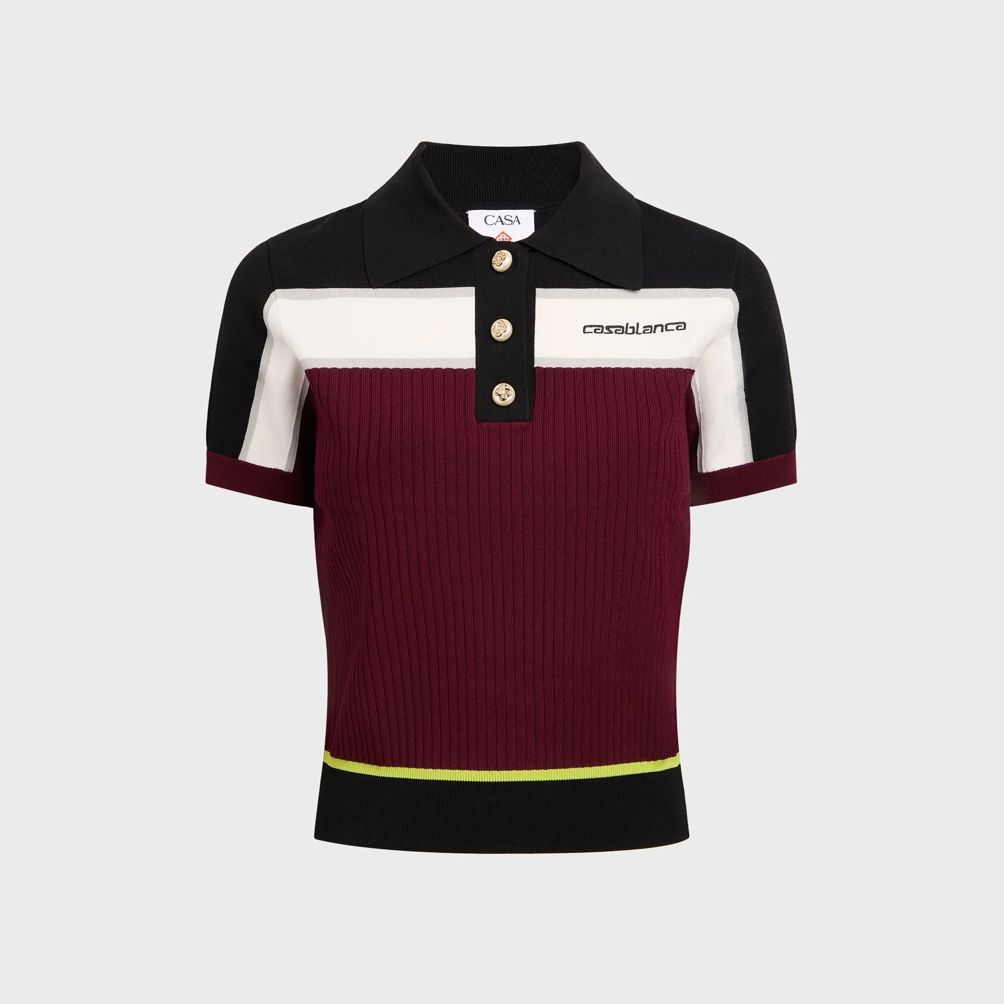 Casablanca Striped Polo Shirt - Burgundy sold by Kith