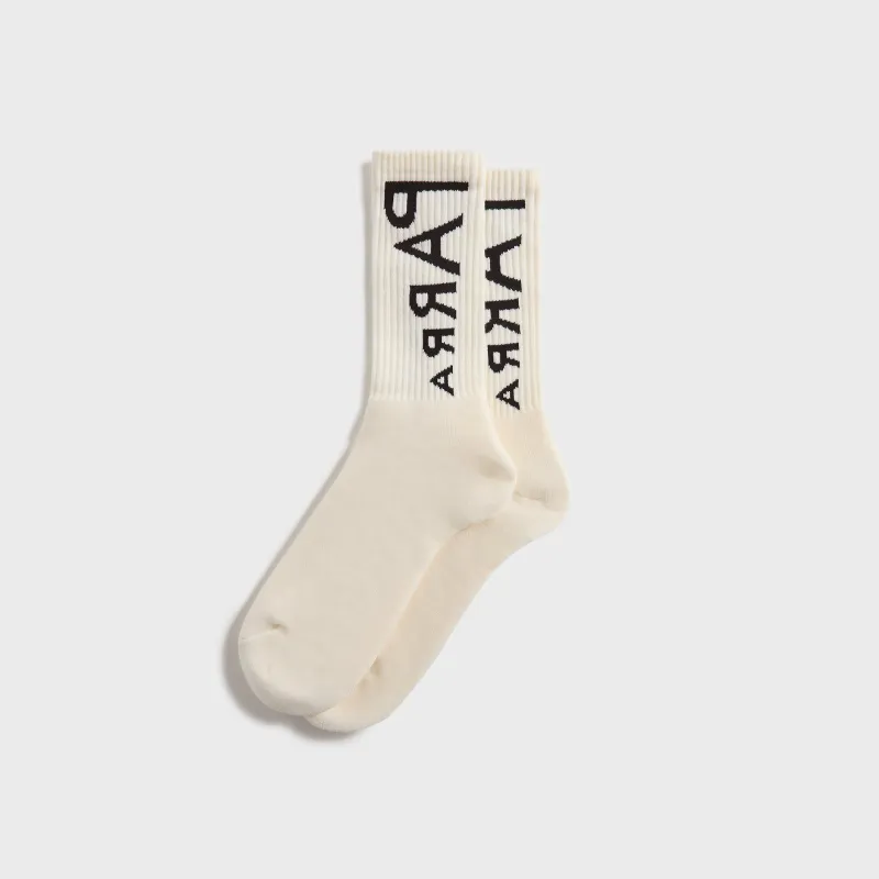 by Parra Reversed Flag Logo Crew Socks - White made by Kith