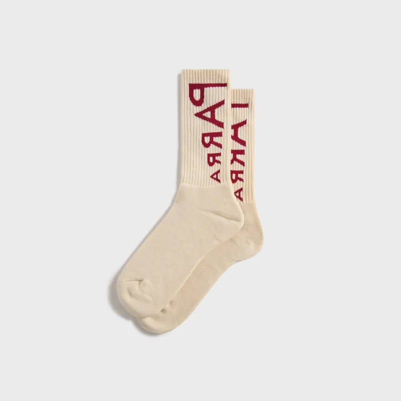 by Parra Reversed Flag Logo Crew Socks - Off White sold by Kith