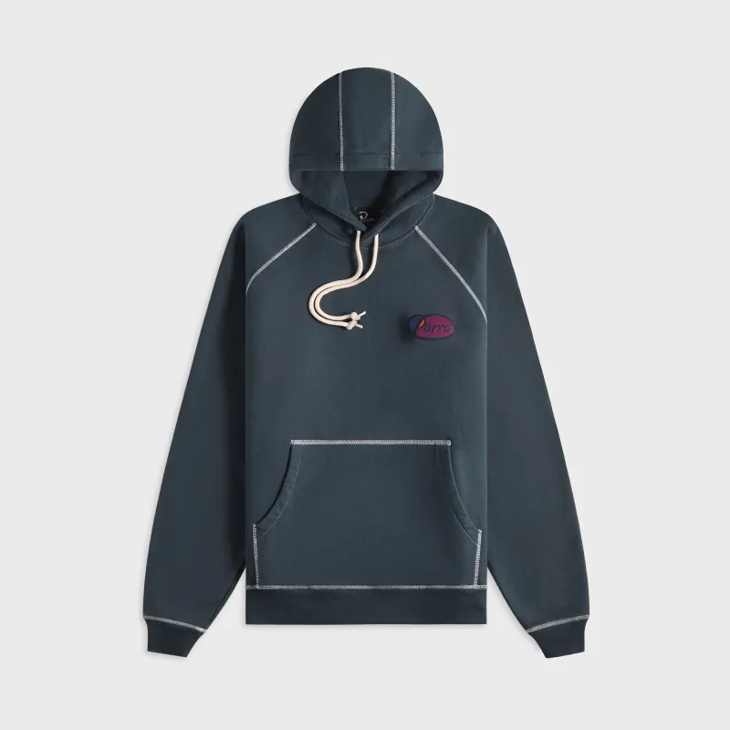 by Parra Circled Script Logo Hooded Sweatshirt - Dark Blue sold by Kith