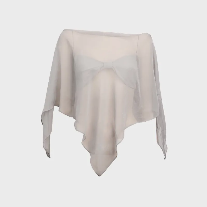 Buci Honeycrisp Poncho With Twist Tie Top - Slate made by Buci