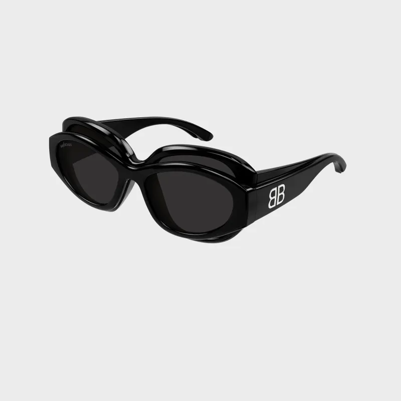 Balenciaga XL Bio Injection Sunglasses - Black / Grey sold by Kith