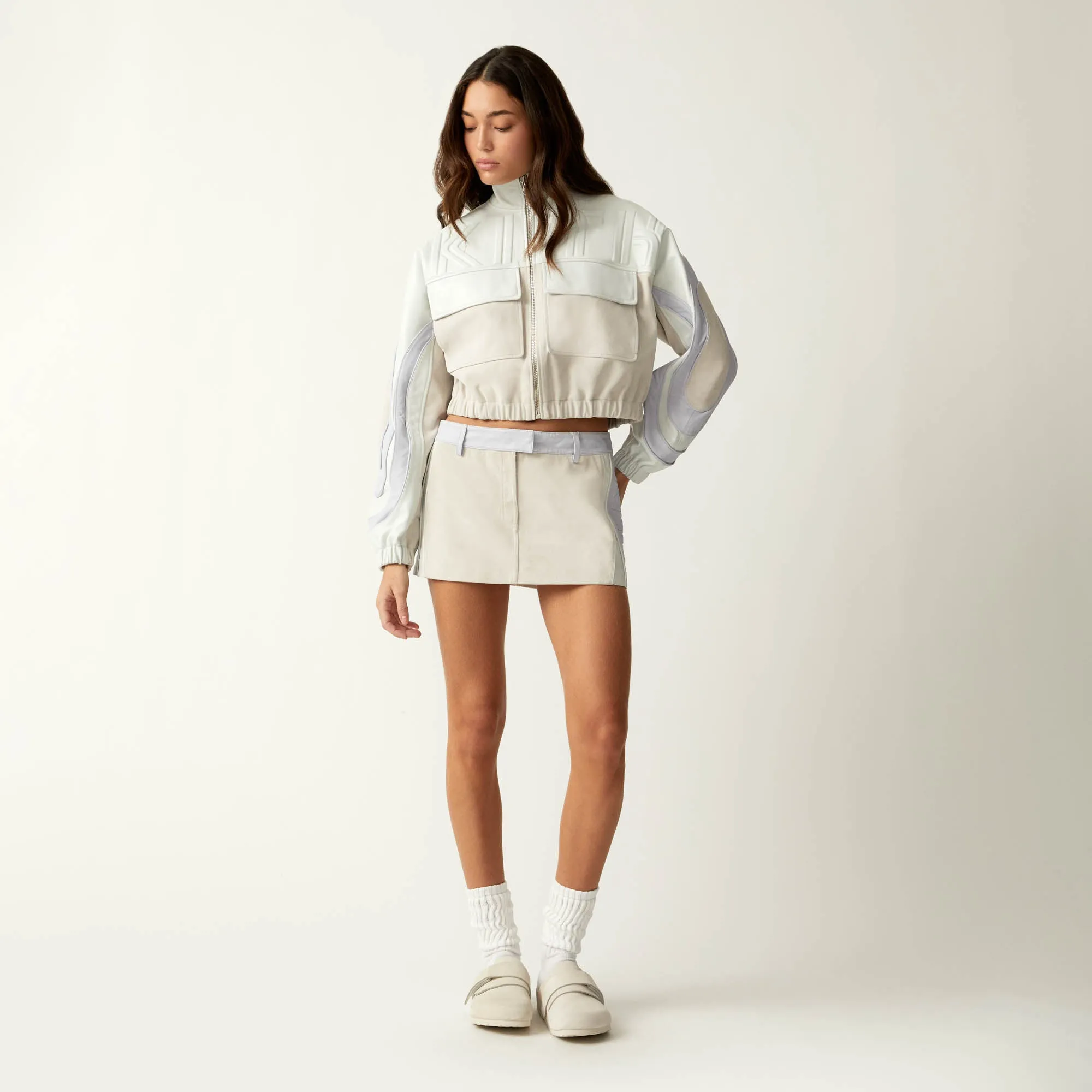 Kith Women Mei Leather Track Bomber - Sandrift sold by Kith product image thumbnail 3