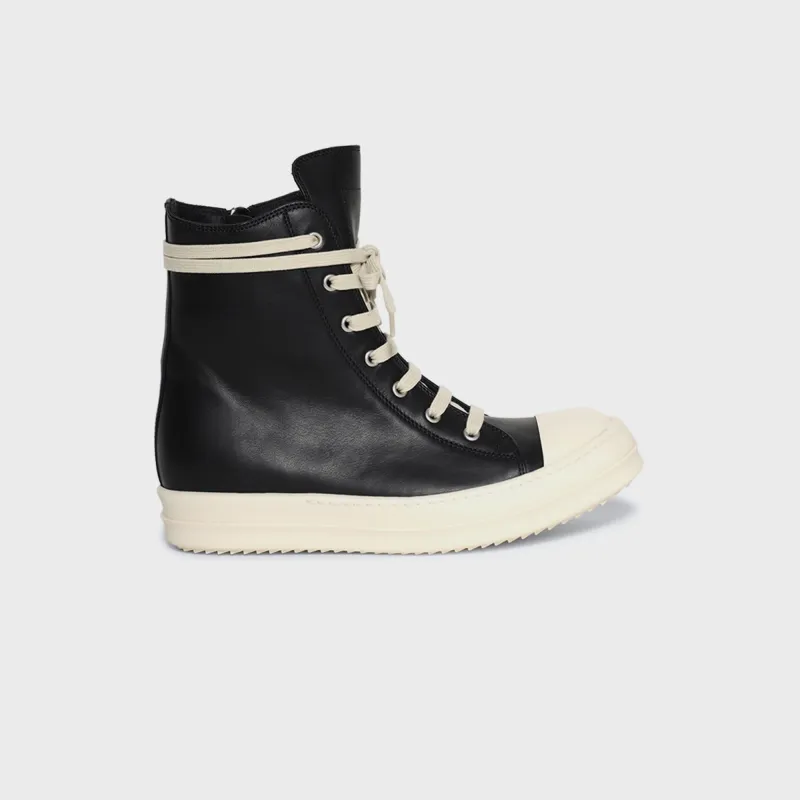 Rick Owens WMNS Hollywood Calf Leather Sneakers - Pelle Black / Milk / Milk made by Rick Owens