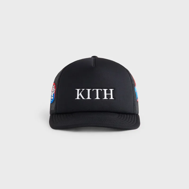 Kith for Olympics Heritage Poly Foam Nolan Trucker Hat - Black sold by Kith