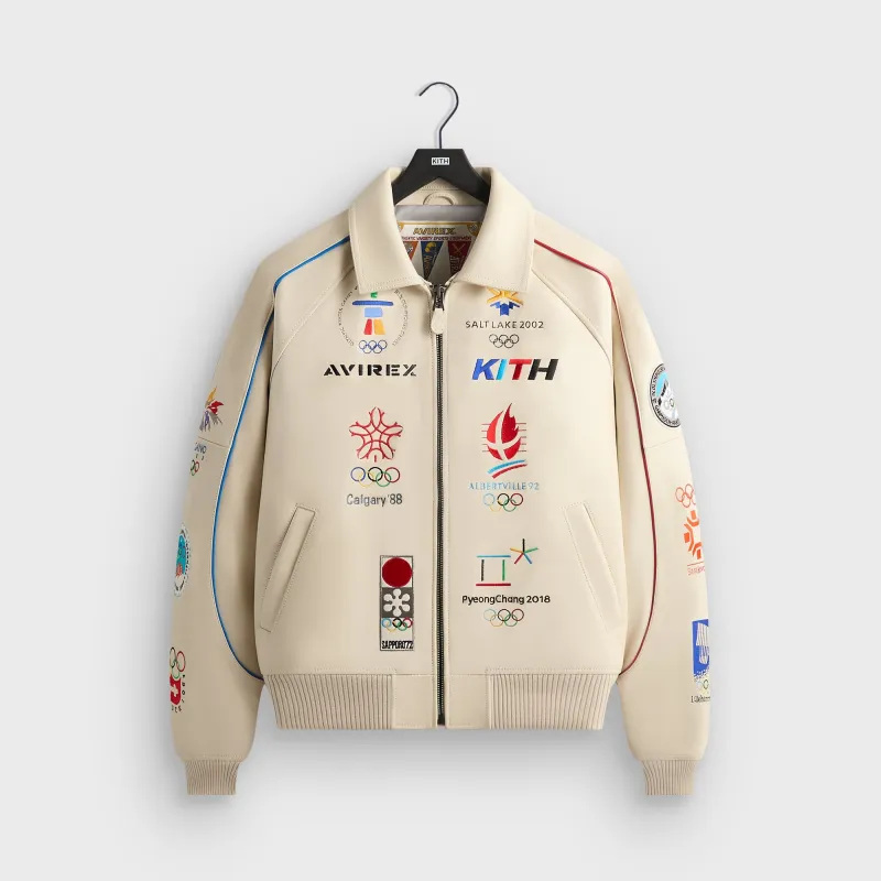 Kith & AVIREX for Olympics Heritage Leather Bomber Jacket - Tofu made by Kith