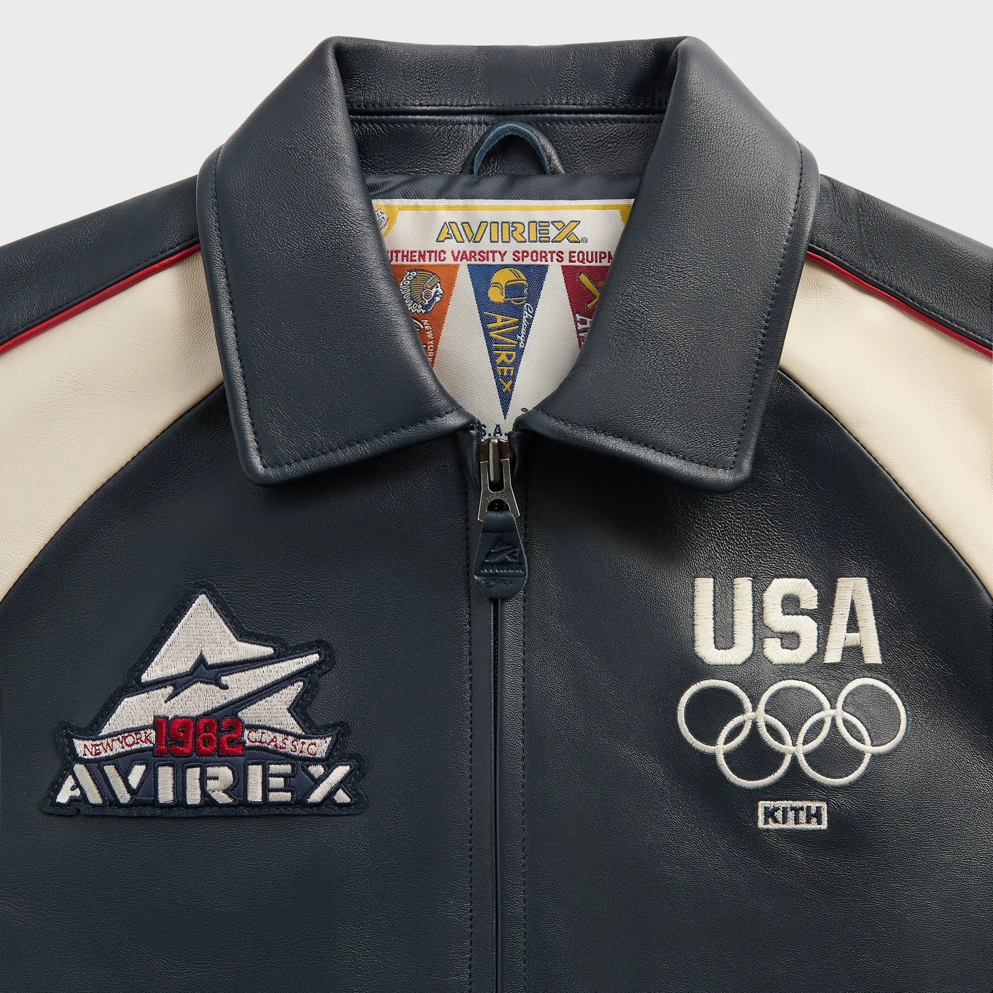 Kith & AVIREX for Team USA Leather Bomber Jacket - Navy sold by Kith product image thumbnail 5