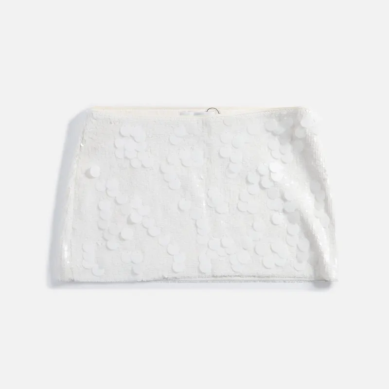 GUIZIO Low Rise Paillette Skirt - Seashell White sold by Kith