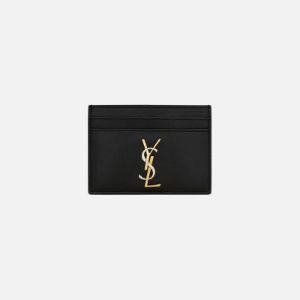 Saint Laurent YSL PCC 172Y Tricolor Hardware Monogram Card Holder - Black sold by Kith
