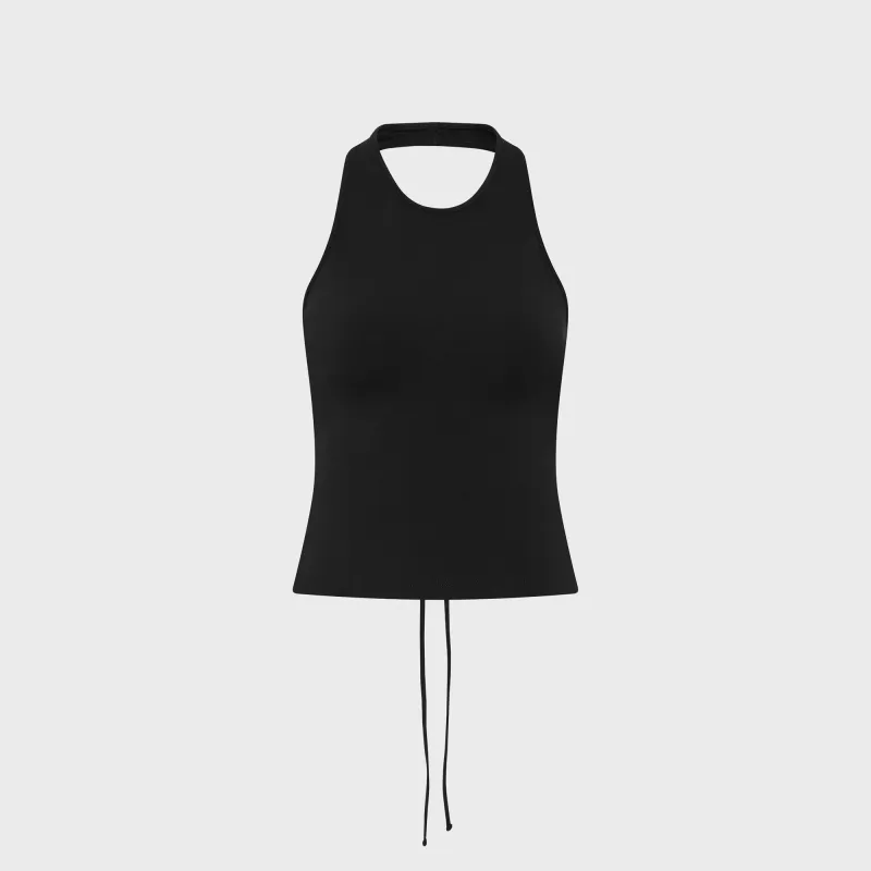 St. Agni Soft Jersey Halter Top - Jet Black sold by Kith