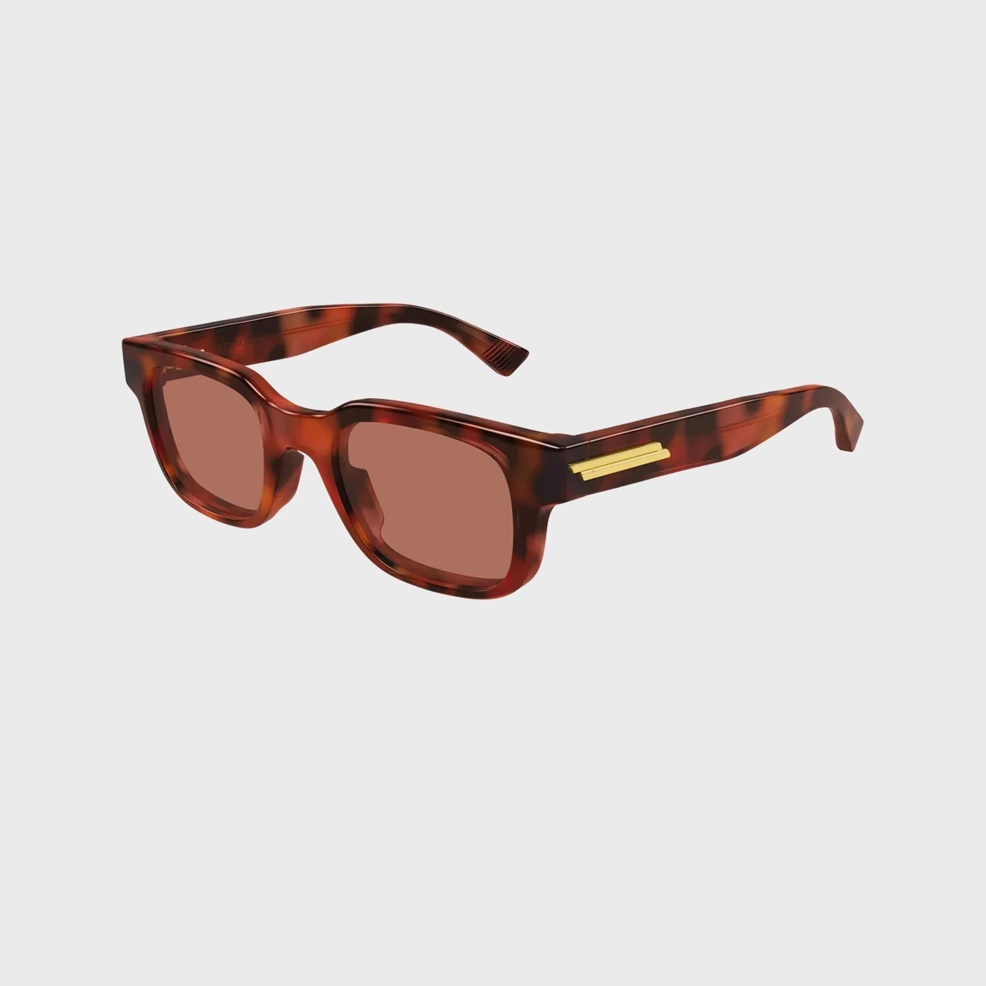 Bottega Veneta Recycled Acetate Rectangular Sunglasses - Havana / Red sold by Kith
