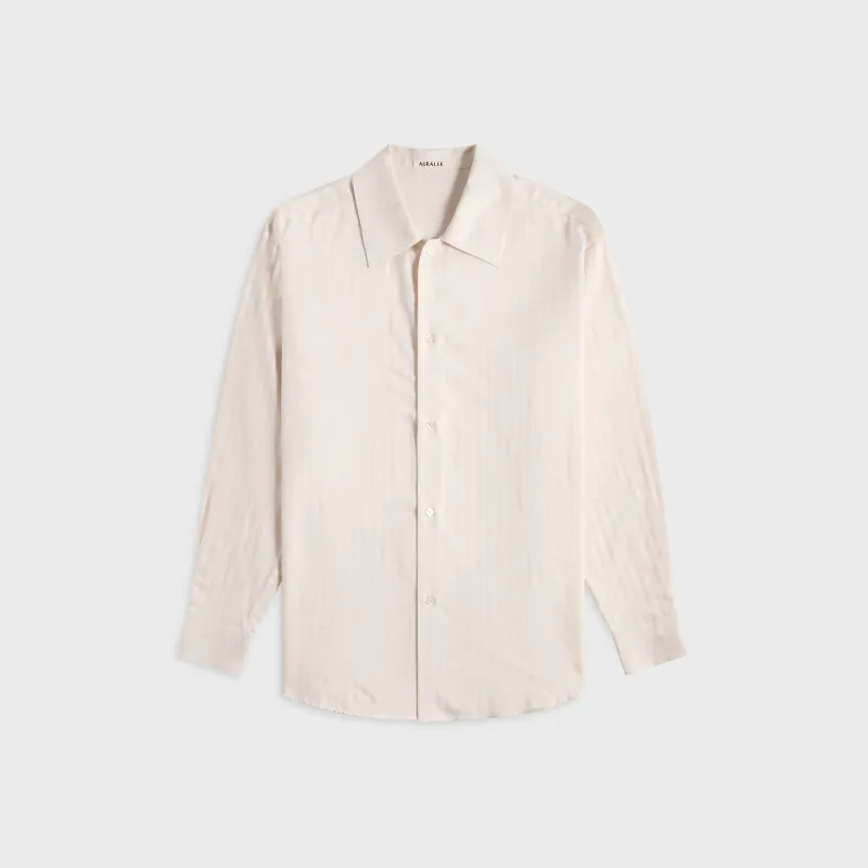 Auralee Cotton Cashmere Herringbone Shirt - Ivory White sold by Kith