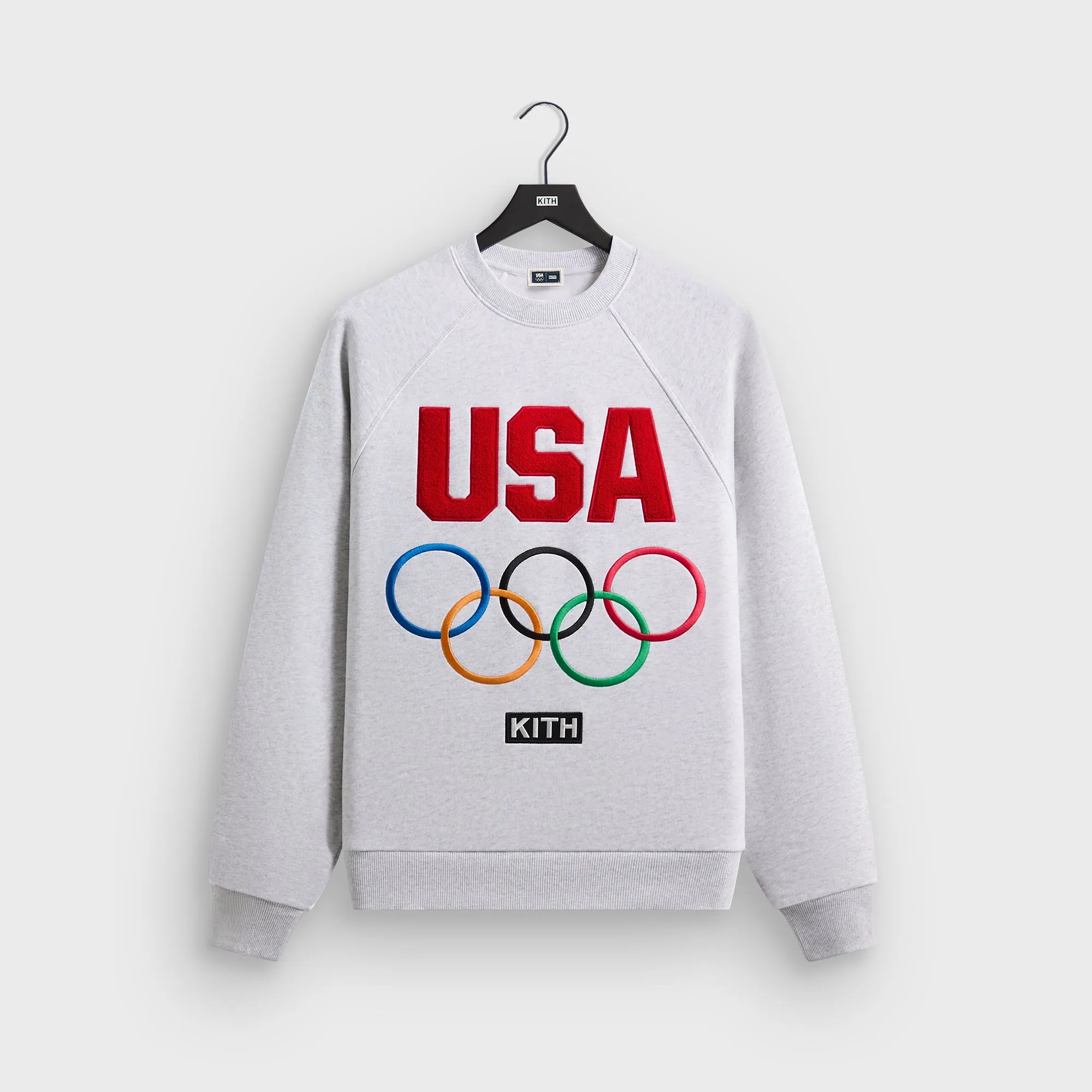 Kith for Team USA Raglan Nelson Crewneck - Light Heather Grey sold by Kith