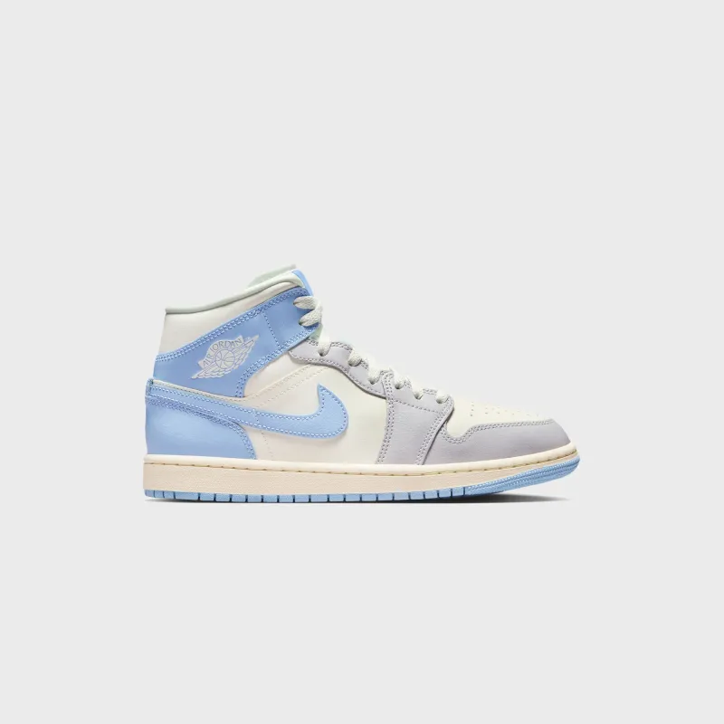Nike WMNS Air Jordan 1 Mid - Psychic Blue / Sail / Coconut Milk / Neutral Grey sold by Kith