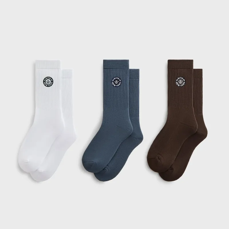 Kith 3-Pack Rose Script Cotton Crew Socks - Multi sold by Kith