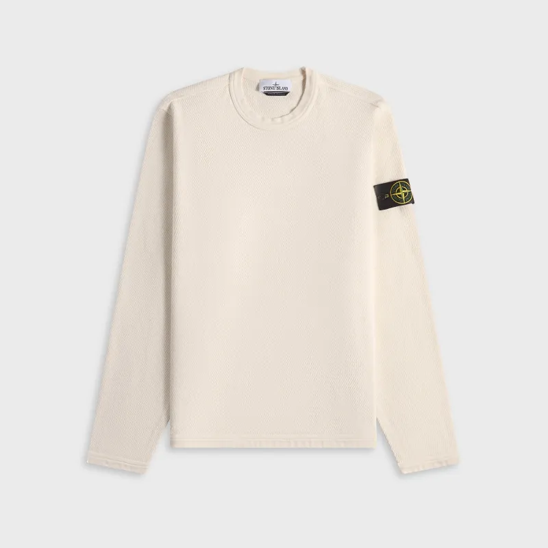 Stone Island Mesh Stitch Organic Cotton Crewneck Sweater - Ivory sold by Kith