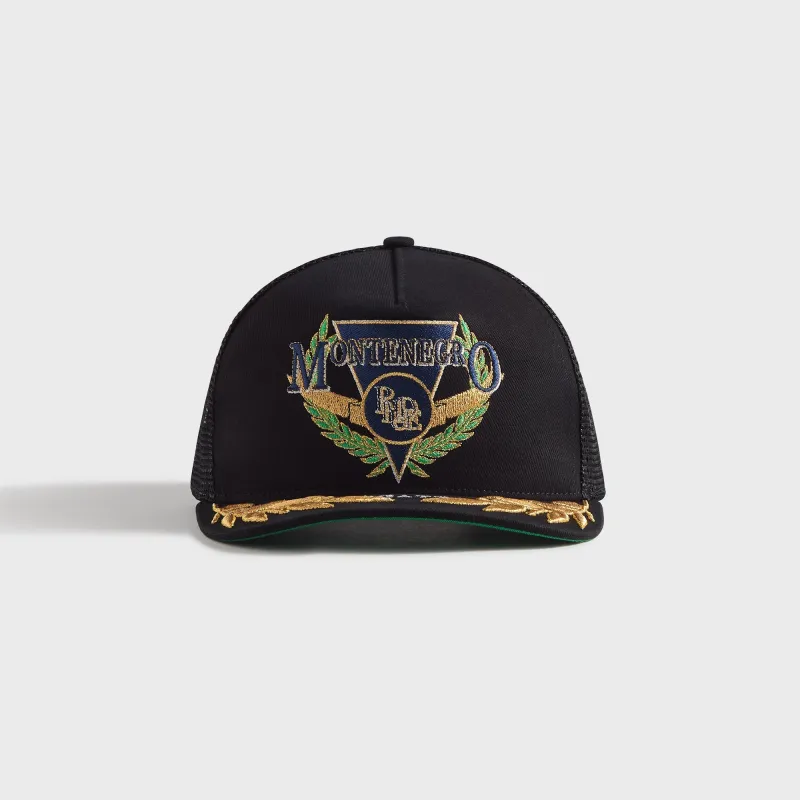 Rhude Montenegro Regatta Trucker Cap - Black / Navy / Gold sold by Kith