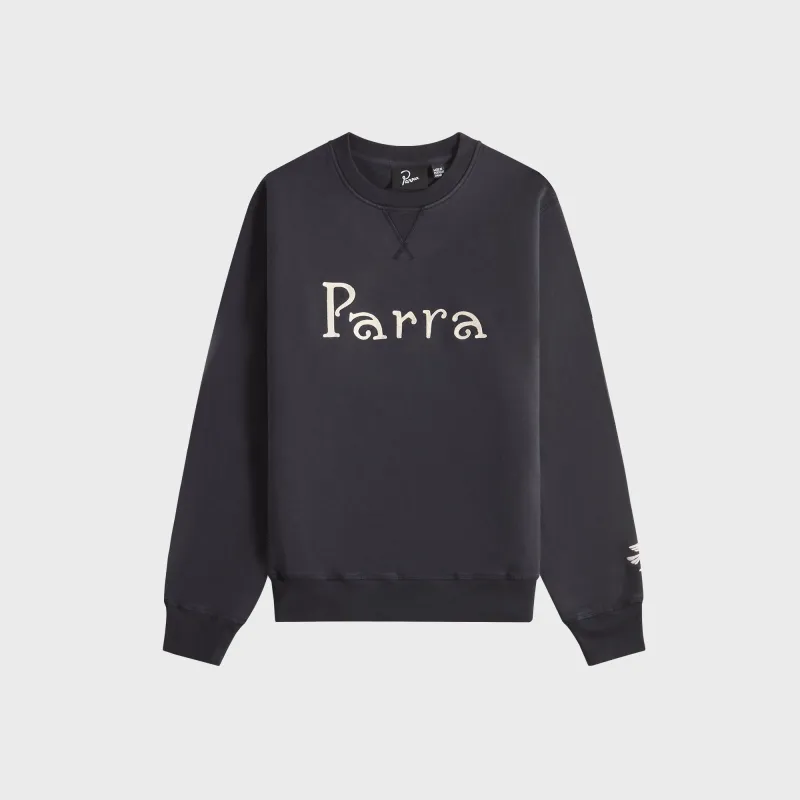 by Parra Weird Trad Logo Crew Neck Sweatshirt - Dark Navy sold by Kith