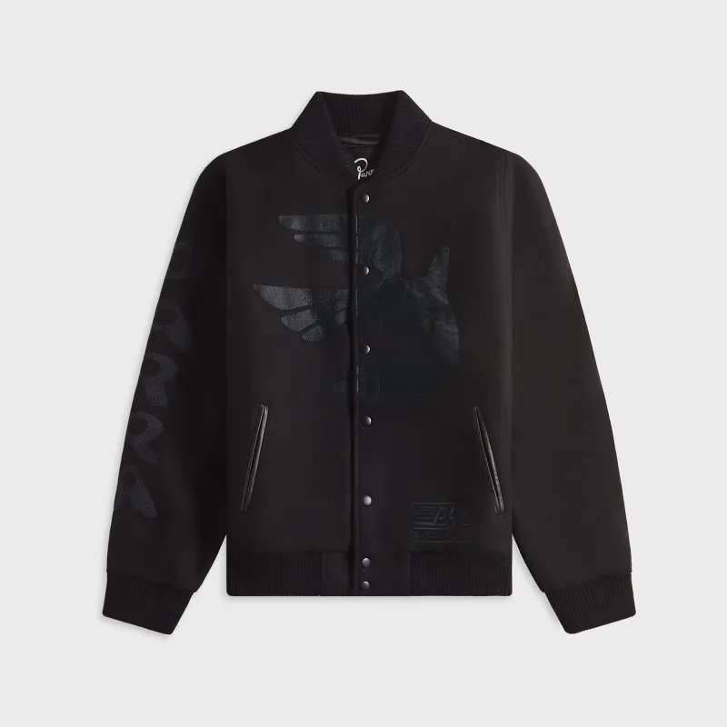 by Parra Not Movie Quality Varsity Jacket - Black sold by Kith
