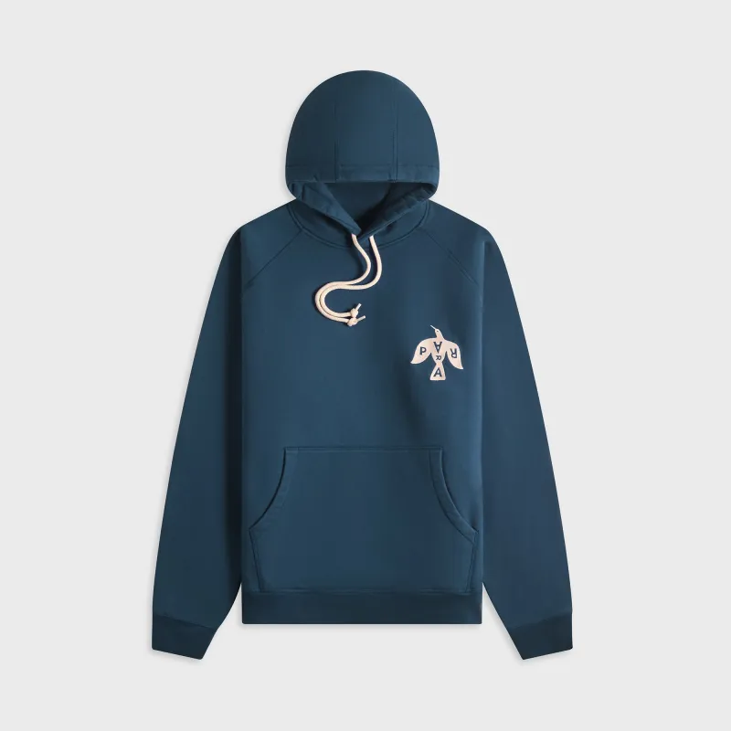 by Parra Crow Logo Hooded Sweatshirt - Teal sold by Kith