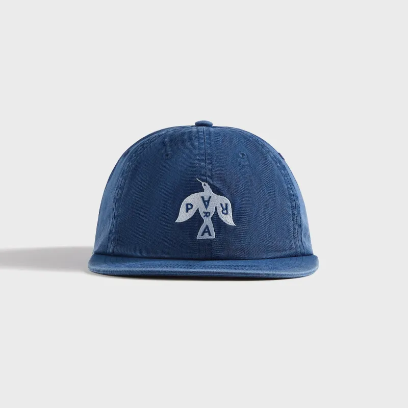 by Parra Crow Logo 6 Panel Cap - Blue sold by Kith