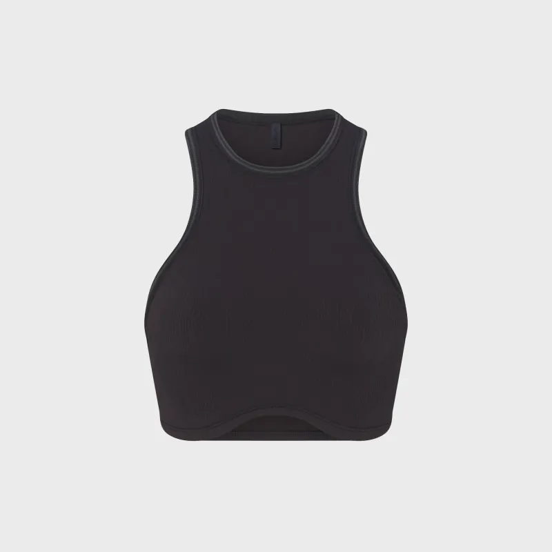 NikeSKIMS Ribbed Seamless Racerneck Bra - Obsidian / Armor sold by Kith