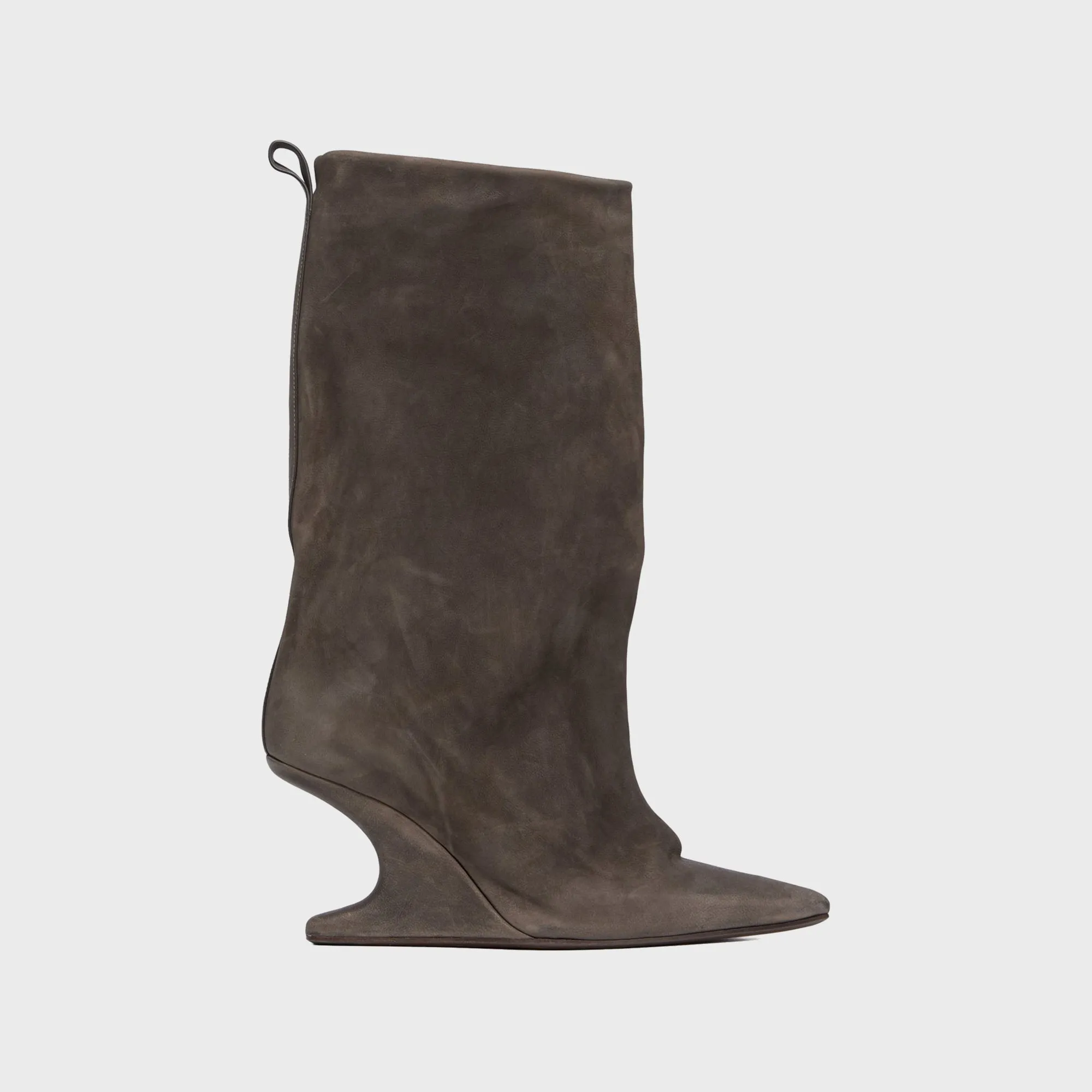 Rick Owens WMNS Cantilever Suede Peep Toe Boots - Dark Dust sold by Kith