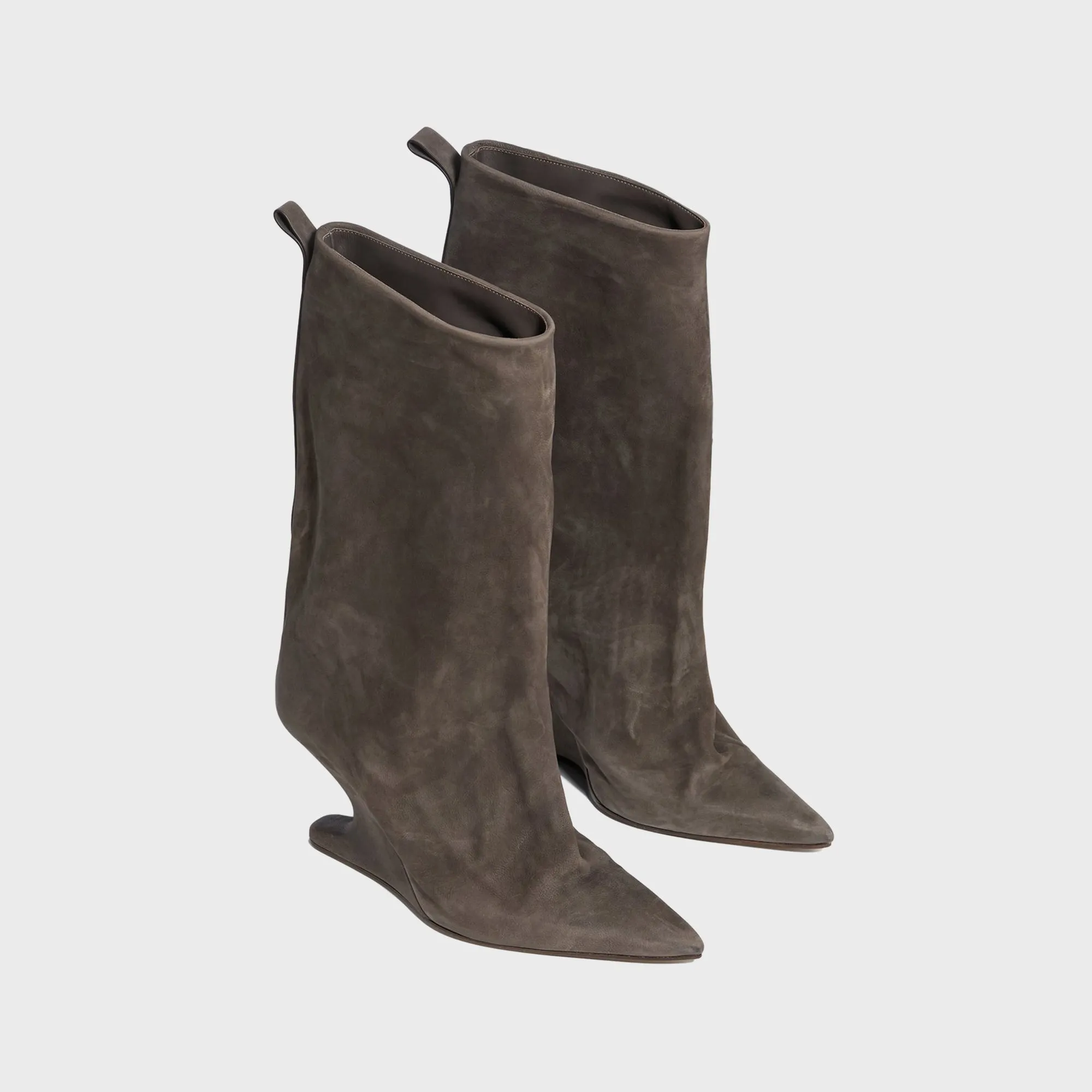 Rick Owens WMNS Cantilever Suede Peep Toe Boots - Dark Dust sold by Kith product image thumbnail 2