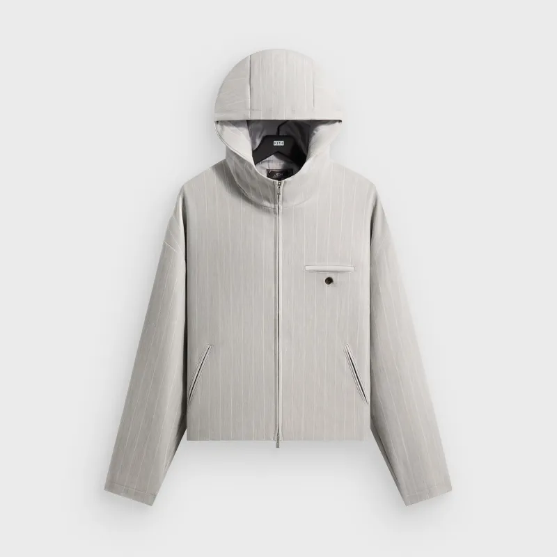 Kith Pinstripe Matteo Zip Up Hoodie - Light Heather Grey sold by Kith