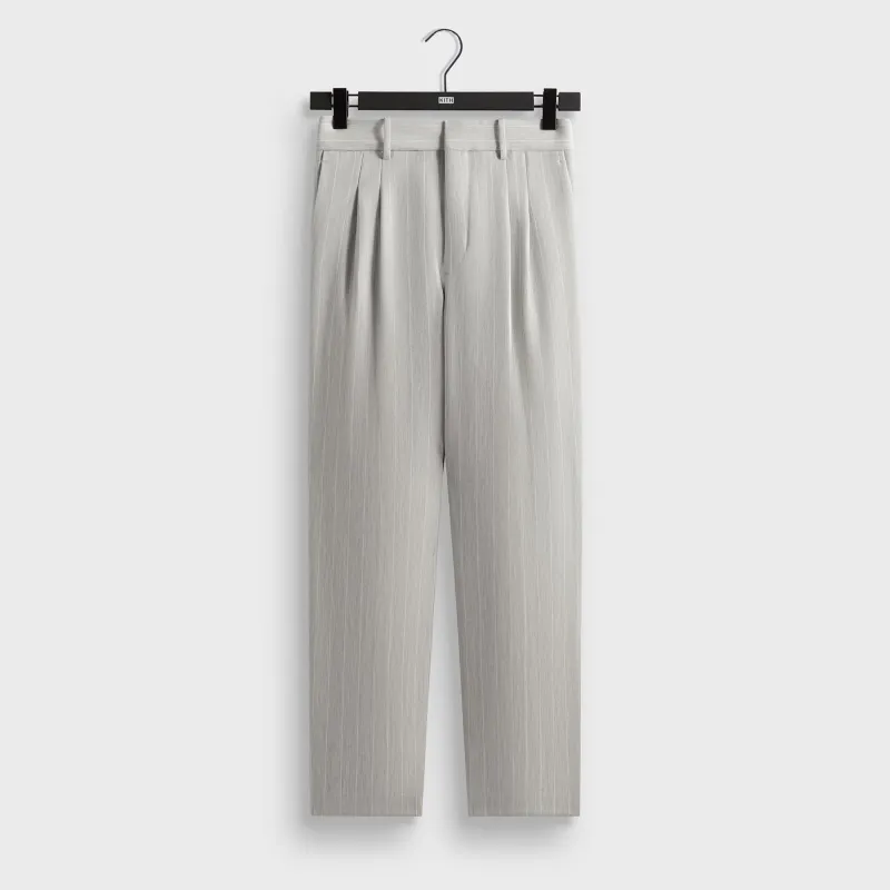 Kith Pinstripe Eli Pleated Trouser - Light Heather Grey sold by Kith