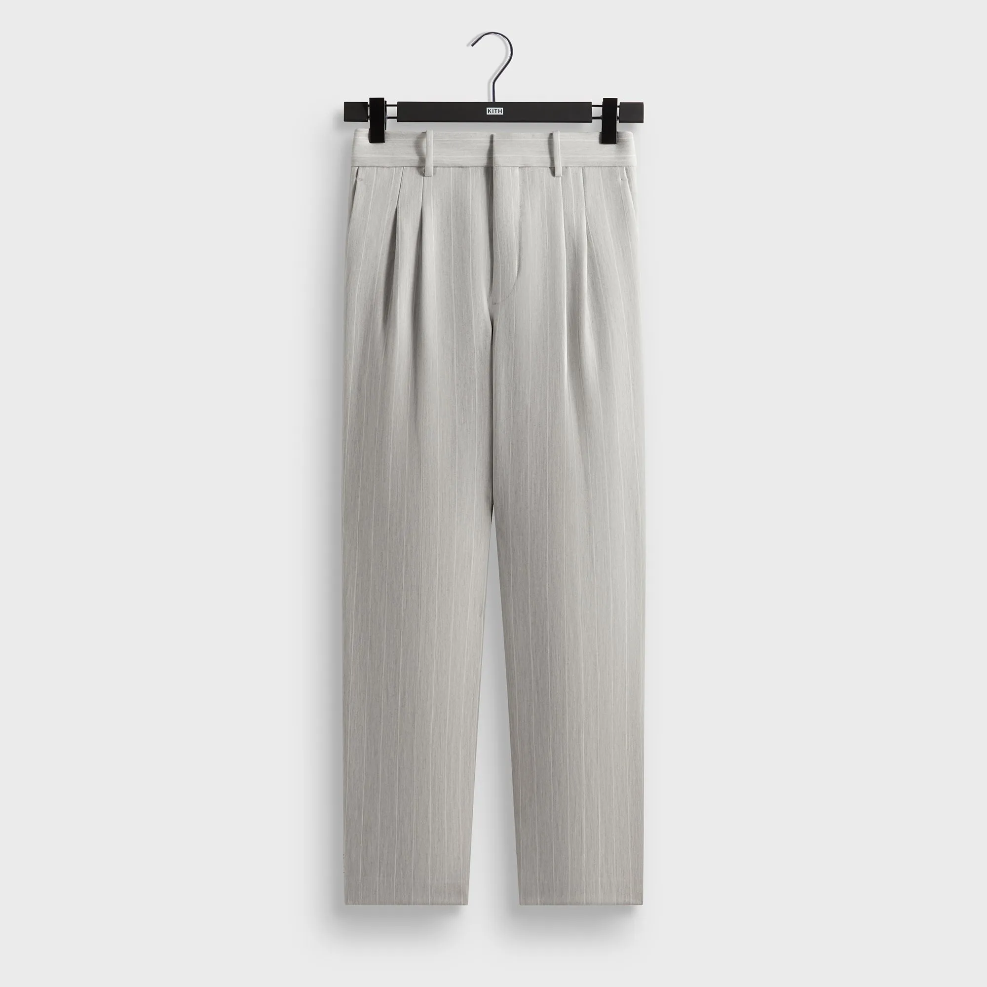 Kith Pinstripe Eli Pleated Trouser - Light Heather Grey sold by Kith