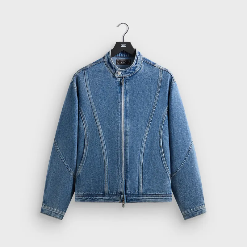 Kith Denim Adrien Moto Jacket - Mid Indigo sold by Kith