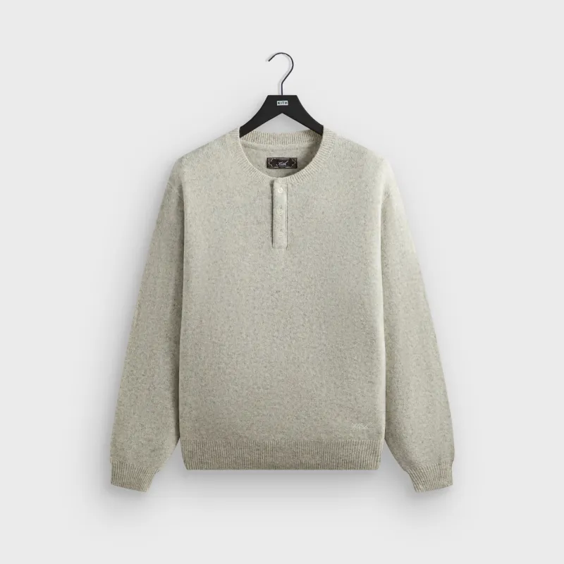 Kith Boucle Harmon Henley Sweater - Light Heather Grey sold by Kith