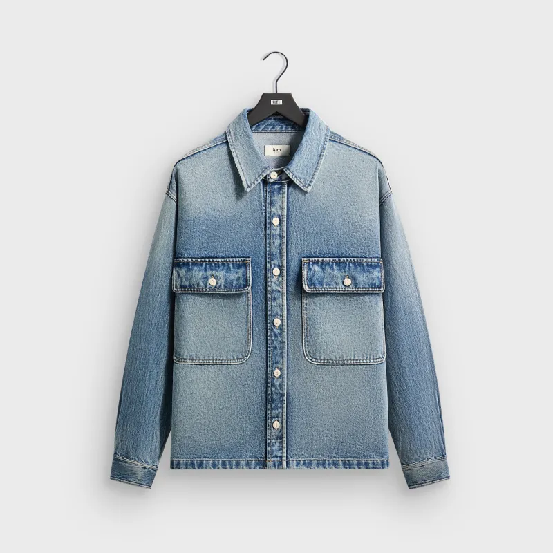 Kith Henson Denim Shirt - Mid Indigo sold by Kith
